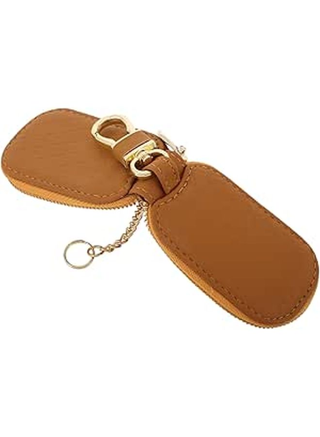 Leather Car Key Fob Case Universal Metal Key Cover Stylish Holder Pouch - Image 1