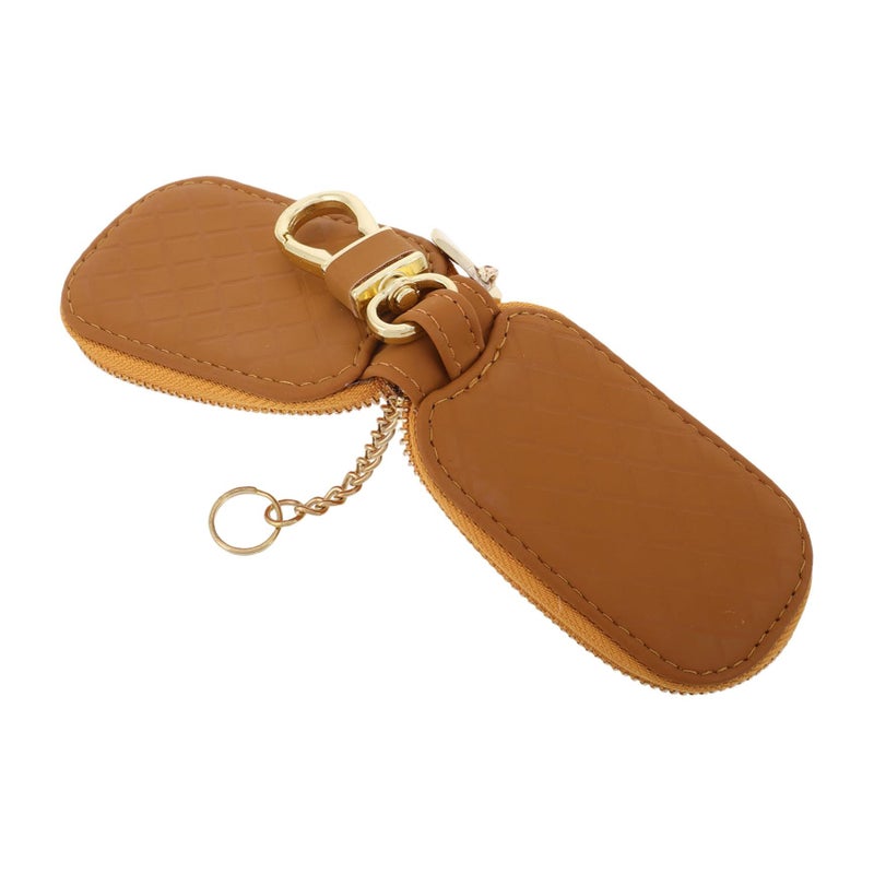 Leather Car Key Fob Case Universal Metal Key Cover Stylish Holder Pouch - Image 2