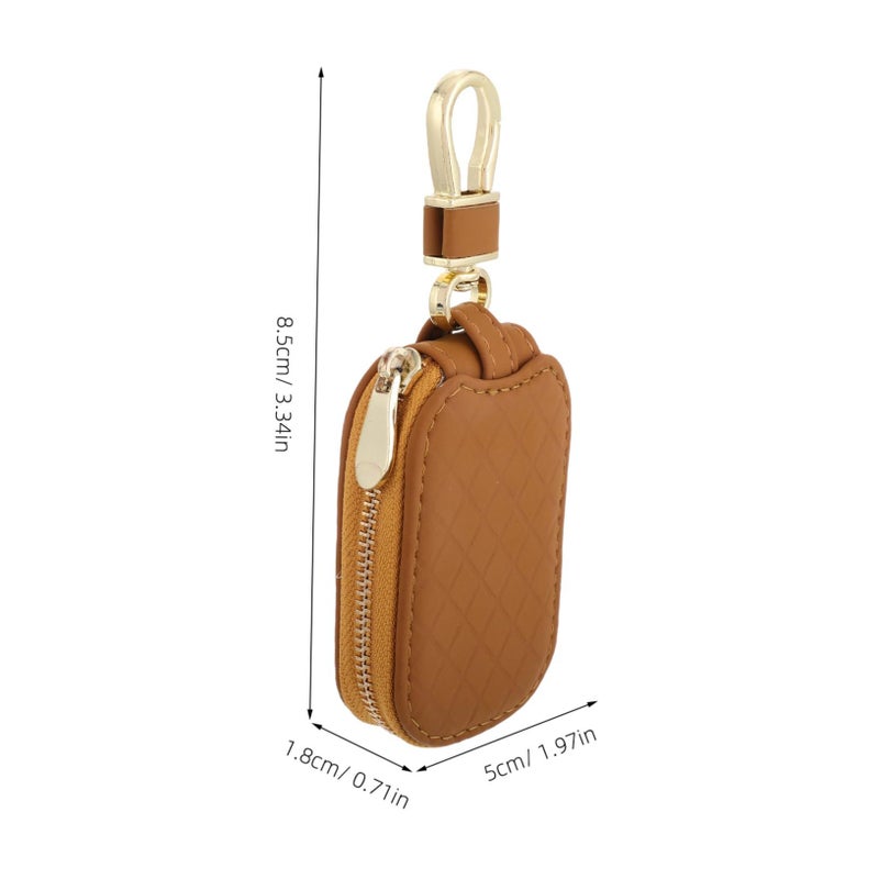 Leather Car Key Fob Case Universal Metal Key Cover Stylish Holder Pouch - Image 3