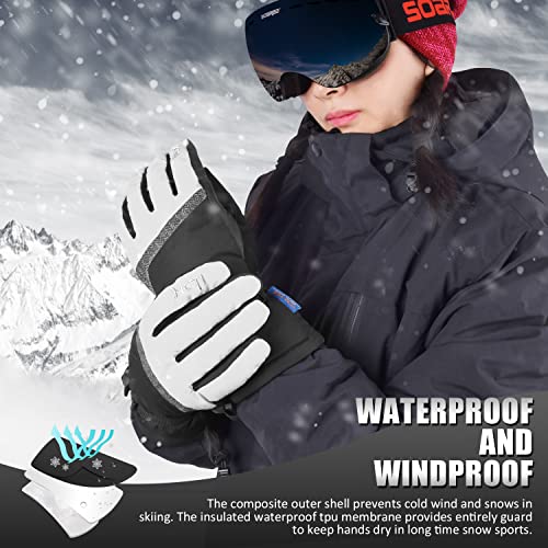 MCTi Ski Gloves,Winter Waterproof Snowboard Snow 3M Thinsulate Warm Touchscreen Cold Weather Women Gloves Wrist Leashes - Image 2