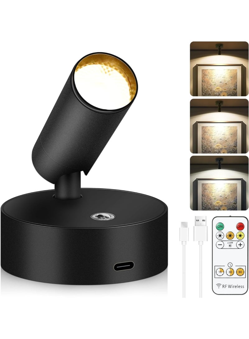 Wireless Spot lights Indoor Rechargeable Uplighting Indoor with Timer＆Dimmable 3CCT Tree Lights Indoor Battery Operated LED Spotlight Accent Up lights Indoor for Plant Artwork Plant - Black - Image 1