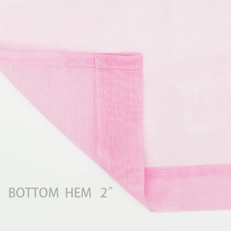 UPOPO Pink Sheer Curtains Girls Room 63 inches Long Living Room Curtain Sheers Basement 2 Panels Kitchen Dining Voile Transparent Nursery Bedroom Drapes Linen Textured Rod Pocket Window Treatment Set - Image 5