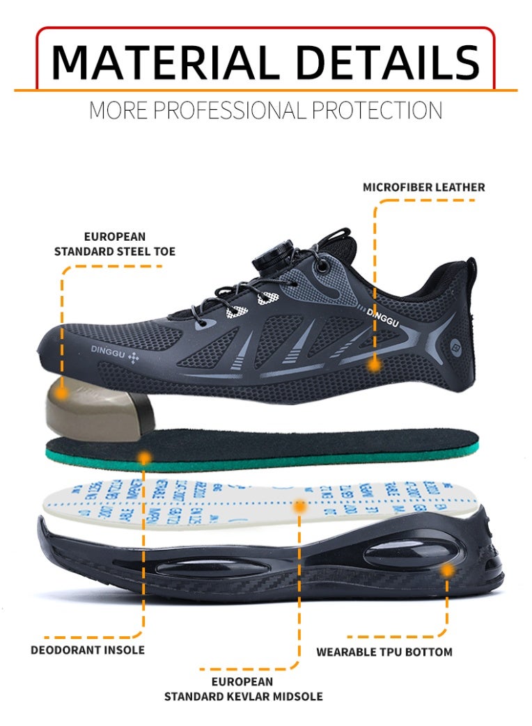 Men's steel-toe safety shoes, lightweight and comfortable, puncture-proof and slip-resistant, wear-resistant and durable, comfortable for long periods of standing, lightweight and breathable, work shoes that can also be worn as fashionable athletic shoes. - Image 3