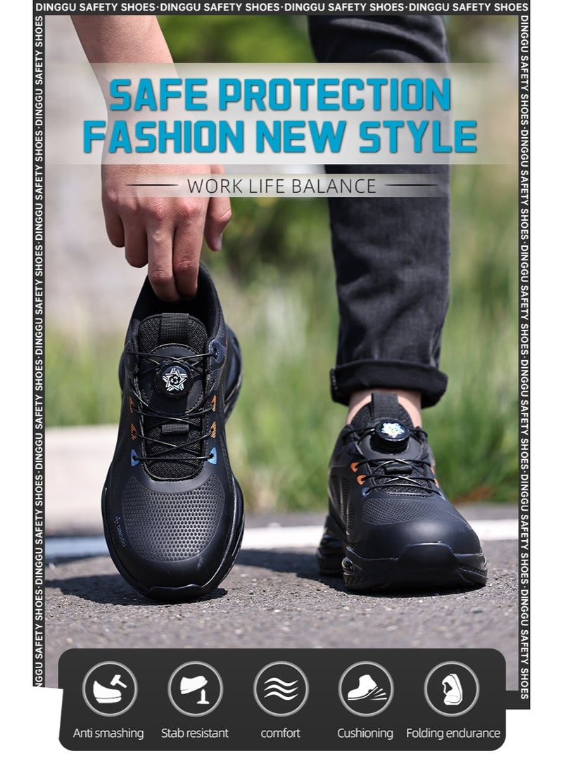 Men's steel-toe safety shoes, lightweight and comfortable, puncture-proof and slip-resistant, wear-resistant and durable, comfortable for long periods of standing, lightweight and breathable, work shoes that can also be worn as fashionable athletic shoes. - Image 2