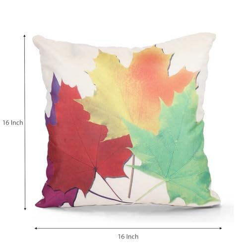 ROMEE Designer Floral Printed Cushion Covers 16 inch x 16 inch Set of 5 | Decorative Square Jute Throw Pillow/Cushion Cover for Living Room, Sofa, Couch, Bedroom (White) - Image 2