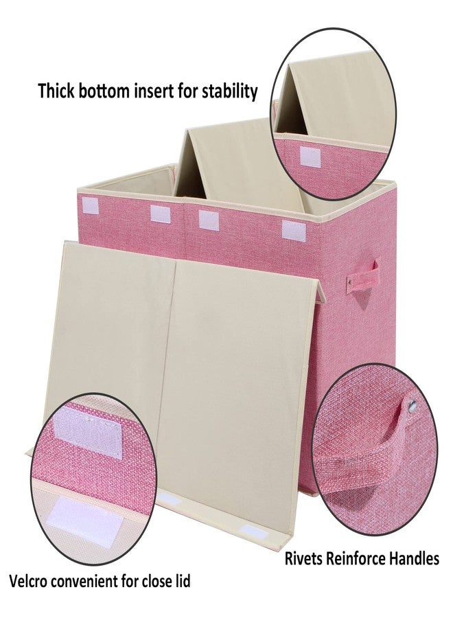 popoly Large Toy Box Chest Storage with Flip-Top Lid, Collapsible Kids Toy Storage Bin Boxes Container for Boys, Girls, Nursery, Playroom, 25"x13" x16" (Linen Pink) - Image 3