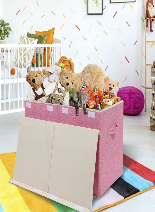popoly Large Toy Box Chest Storage with Flip-Top Lid, Collapsible Kids Toy Storage Bin Boxes Container for Boys, Girls, Nursery, Playroom, 25"x13" x16" (Linen Pink) - Image 2