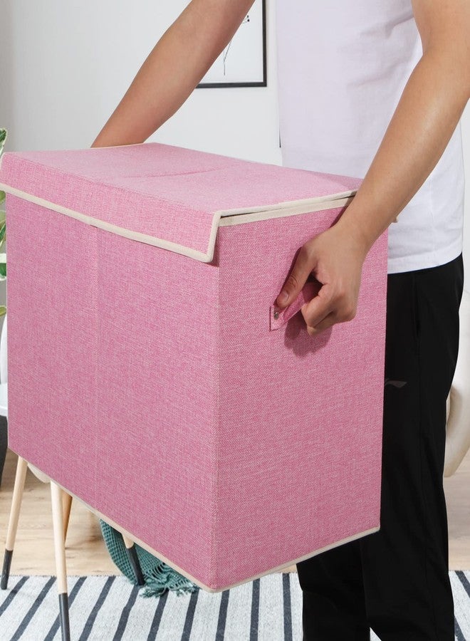 popoly Large Toy Box Chest Storage with Flip-Top Lid, Collapsible Kids Toy Storage Bin Boxes Container for Boys, Girls, Nursery, Playroom, 25"x13" x16" (Linen Pink) - Image 5