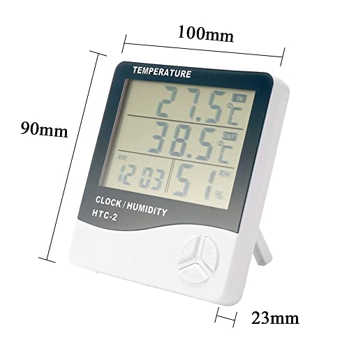 VelVeeta HTC-2 Plastic Digital Indoor Cum Outdoor Thermo-Hygrometer with Temperature Humidity Meter Tester and Clock (White) - Image 3