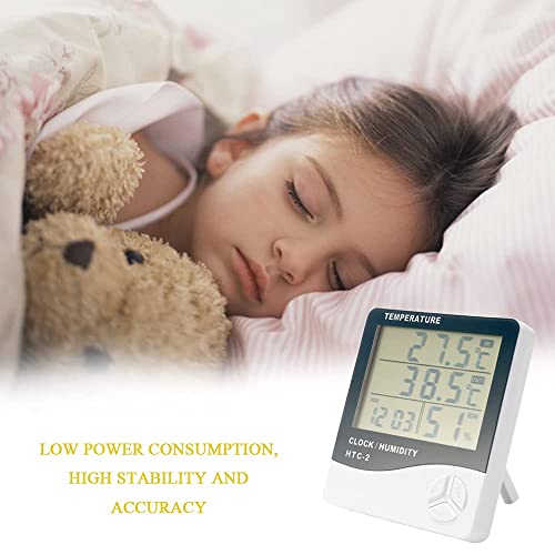 VelVeeta HTC-2 Plastic Digital Indoor Cum Outdoor Thermo-Hygrometer with Temperature Humidity Meter Tester and Clock (White) - Image 5