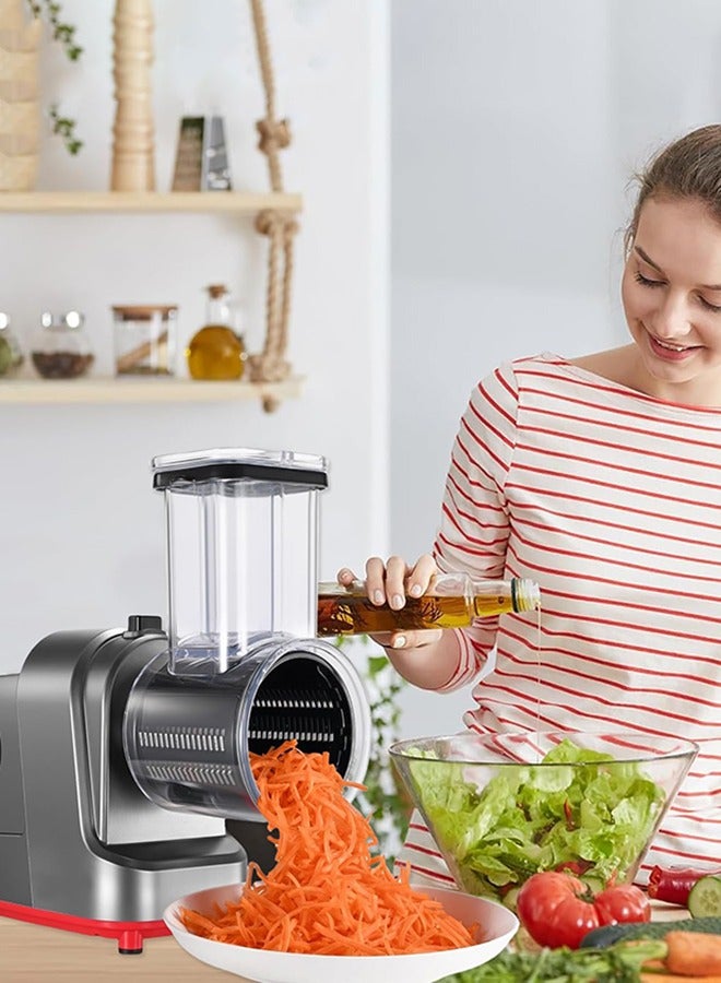 جارلو الكهربائية آلة تمزيق الجبن ، سلطة آلة مع 5 شفرات مختلفة الأشكال ، 250W الكهربائية تقطيع اللحم ، الفواكه والخضروات والجبن سلطة كهربائية آلة - Image 3