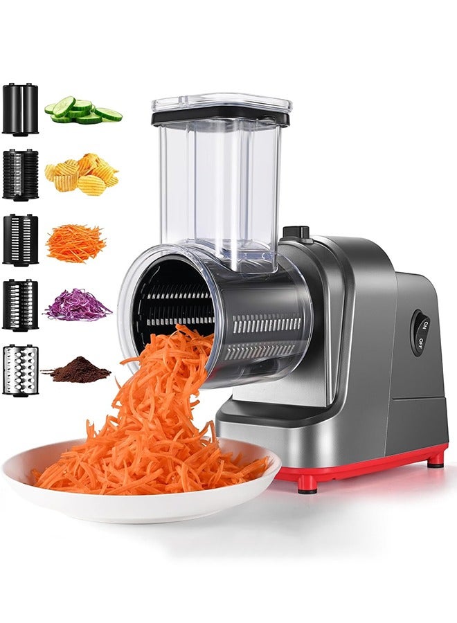 جارلو الكهربائية آلة تمزيق الجبن ، سلطة آلة مع 5 شفرات مختلفة الأشكال ، 250W الكهربائية تقطيع اللحم ، الفواكه والخضروات والجبن سلطة كهربائية آلة - Image 1