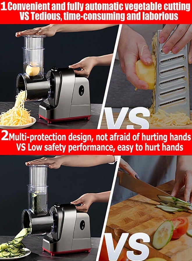 جارلو الكهربائية آلة تمزيق الجبن ، سلطة آلة مع 5 شفرات مختلفة الأشكال ، 250W الكهربائية تقطيع اللحم ، الفواكه والخضروات والجبن سلطة كهربائية آلة - Image 2