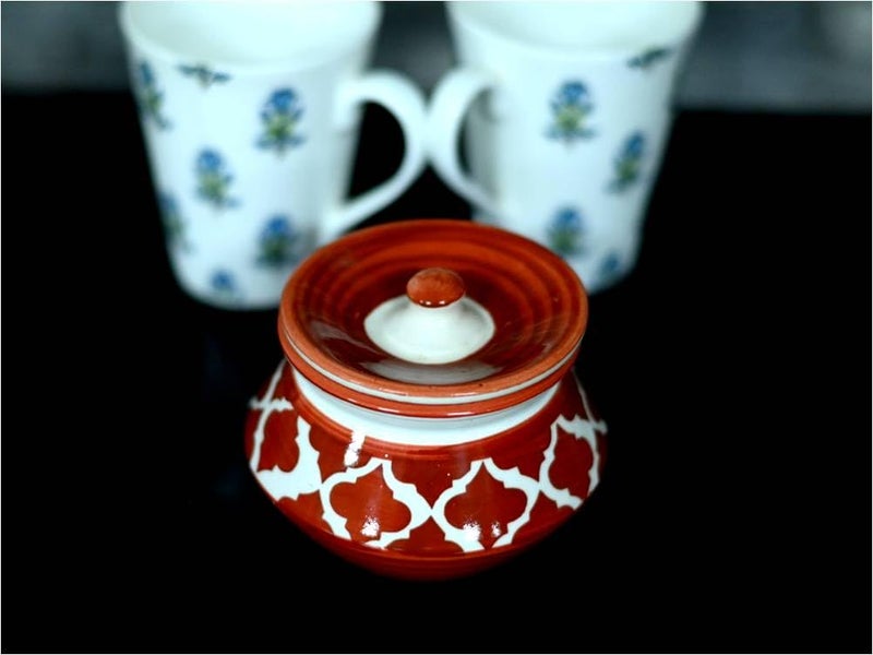 SHRIYAM CRAFT ceramic handi Ceramic Handmade Pickle Jar Set with Lid, Dining Table Pickels Containers and an Ideal Gift for Family achar Handi 300ML pack of 1 (red Color) - Image 3
