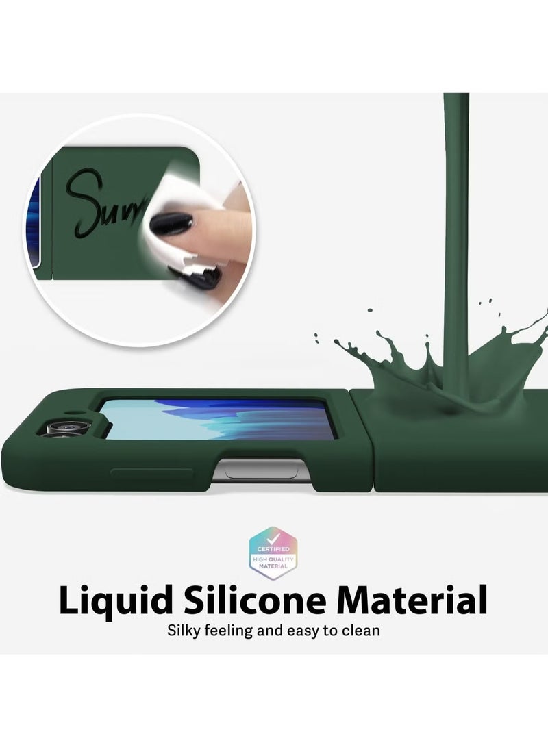 TIGER Liquid Silicone Case for Samsung Galaxy Z Flip6 5G –  Slim & Soft Gel Rubber Ultra Thin Case, Silky Touch, Anti-Scratch, Shockproof Protective Cover for Women – Dark Green. - Image 3