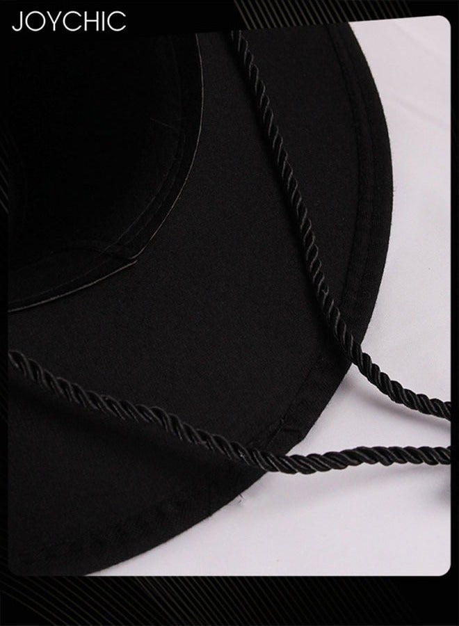 Joychic Classic Wide Brim Sun Protection Western Cowboy Style Hat with Adjustable Drawstring for Men Women Outdoor Travel Camping Black - Image 3