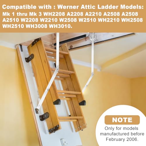 Lynzro Heavy Duty 55-1 Attic Ladder Spreader Hinge Arms with Springs,Compatible with Werner (Mk1 Thru Mk3),A2208 A2210 A2508 A2510 W2208 W2210 W2508 W2510, MFG 2006 and Older, Thick Galvanized Material - Image 2