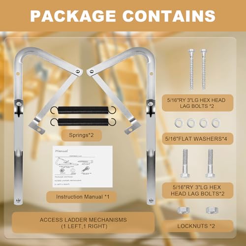Lynzro Heavy Duty 55-1 Attic Ladder Spreader Hinge Arms with Springs,Compatible with Werner (Mk1 Thru Mk3),A2208 A2210 A2508 A2510 W2208 W2210 W2508 W2510, MFG 2006 and Older, Thick Galvanized Material - Image 3