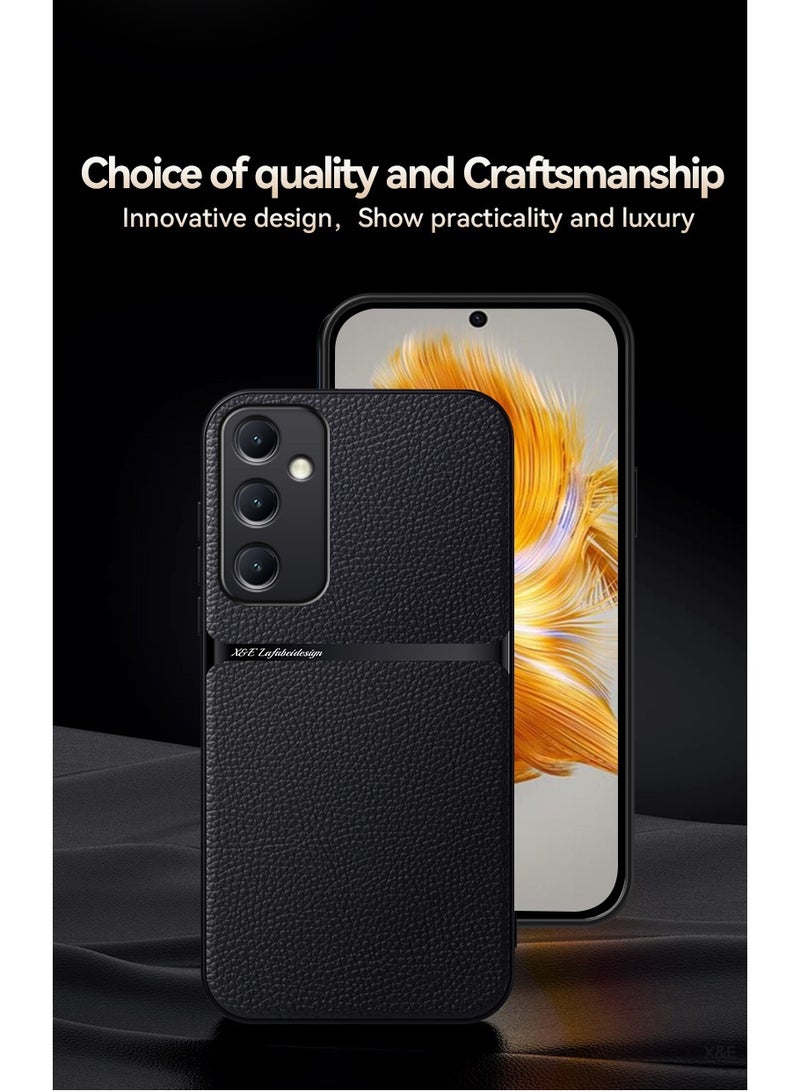 Phone Case Cover Leather TPU Back Case Cover shock resistant Compatible with samsung Galaxy a54 (Black) - Image 4