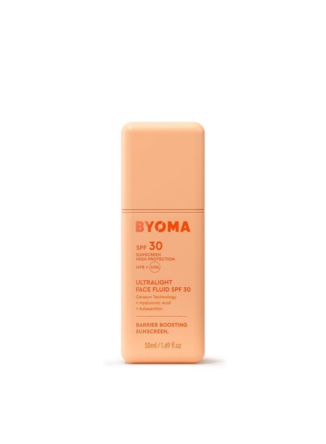 BYOMA SPF 30 Face Fluid - Ultra-Lightweight Facial Sunscreen for All Skin Tones - Luminous Glow, No White Cast - SPF Moisturizer Strengthens Skin Barrier - 1.69 fl.oz - Image 1