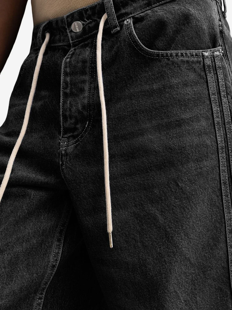 Giesto Charcoal Grey GIESTO Regular Fit Denim Pants with Stripes for Men | Best Price UAE