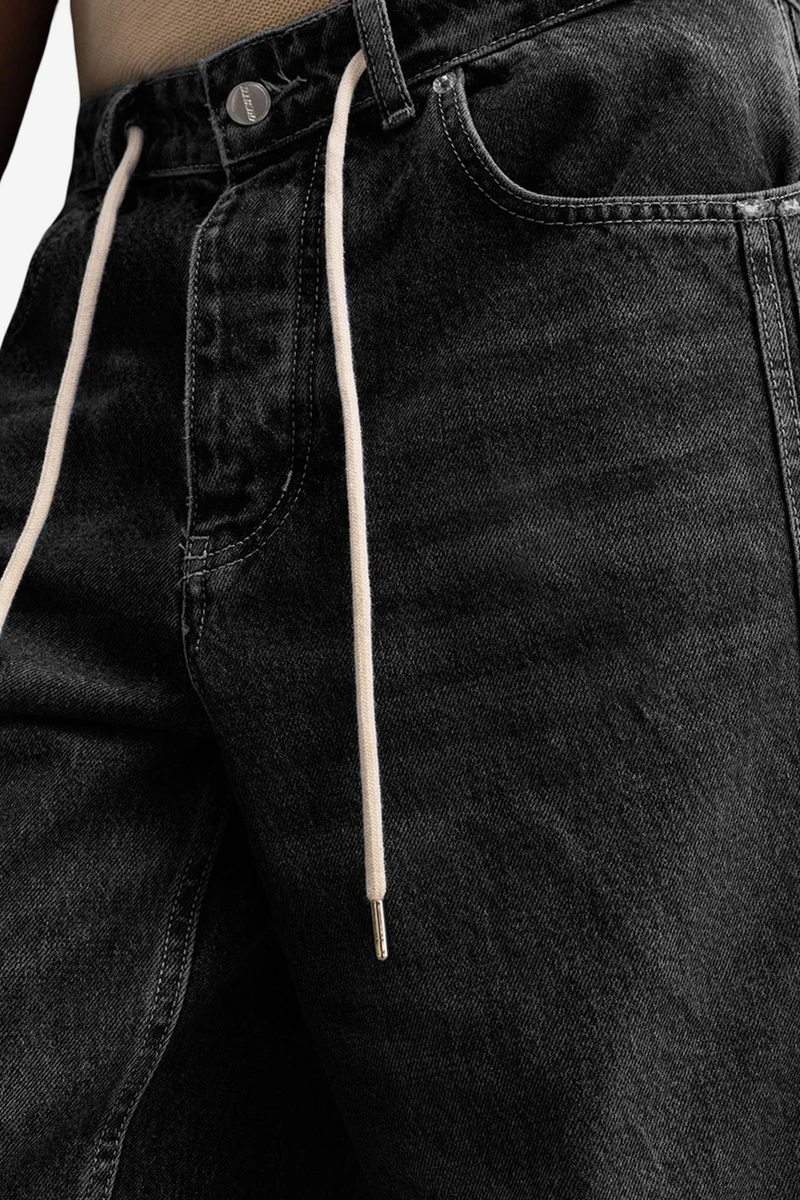 Giesto Charcoal Grey GIESTO Regular Fit Denim Pants with Stripes for Men | Best Price UAE