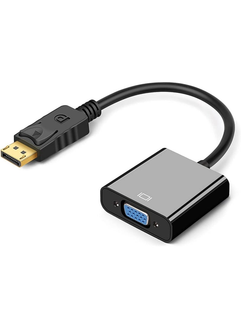 JAJEEK DP to VGA Converter, DisplayPort to VGA Adapter, DP To VGA Male to Female Adapter for DP Port Devices,Computer and Older Generation PC, Black - Image 1