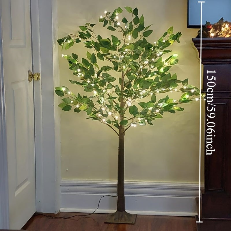 5ft USB Artificial Lighted Ficus Tree Floor Lamp for Home Holiday Decor - Image 3