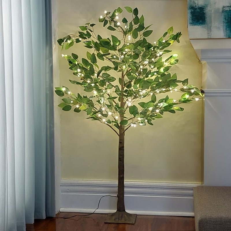 5ft USB Artificial Lighted Ficus Tree Floor Lamp for Home Holiday Decor - Image 1