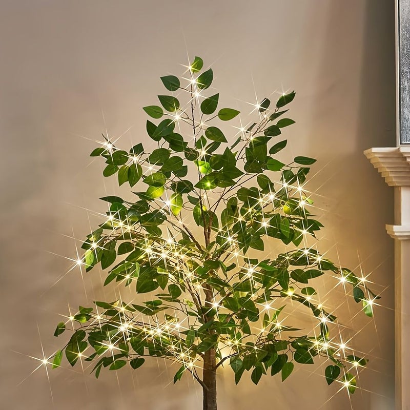 5ft USB Artificial Lighted Ficus Tree Floor Lamp for Home Holiday Decor - Image 2