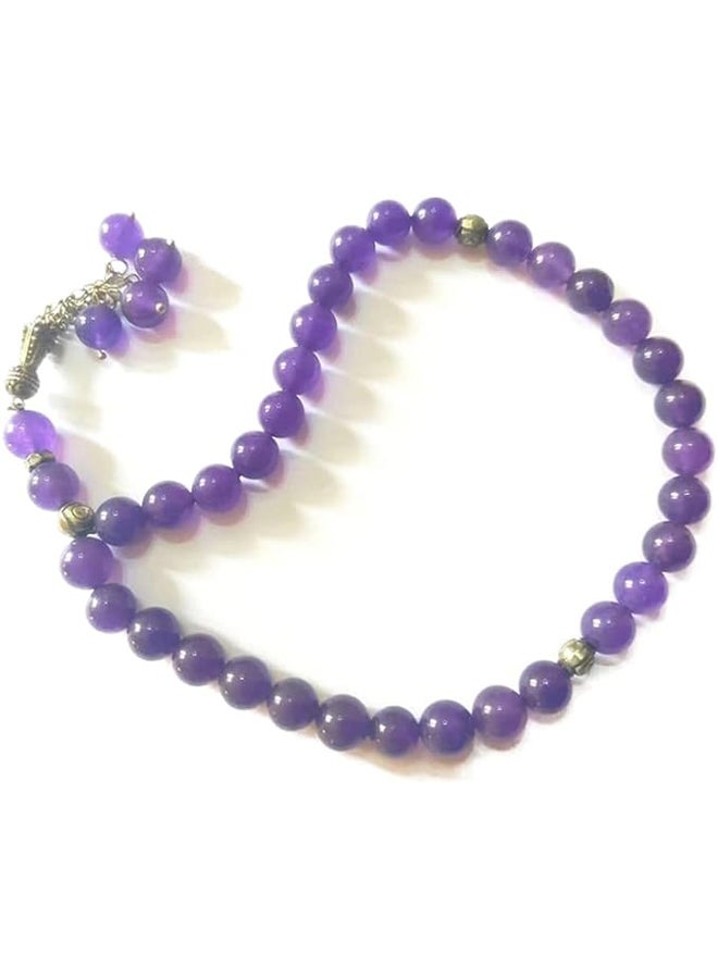 سبحة من احجار العقيق البنفسجي الرائع 33 حبة مناسبة للجنسين