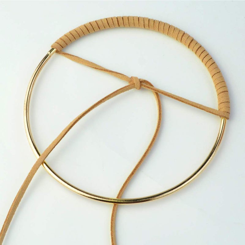 Nydotd 125Pcs Dream Catcher Making Kit, 15 Pcs Metal Rings Hoops Macrame Ring in 5 Size Gold, 100pcs 6 Styled Feathers, 10 Pcs 3 mm Faux Suede Cord for Dream Catcher Crafts Birthday Party - Image 5