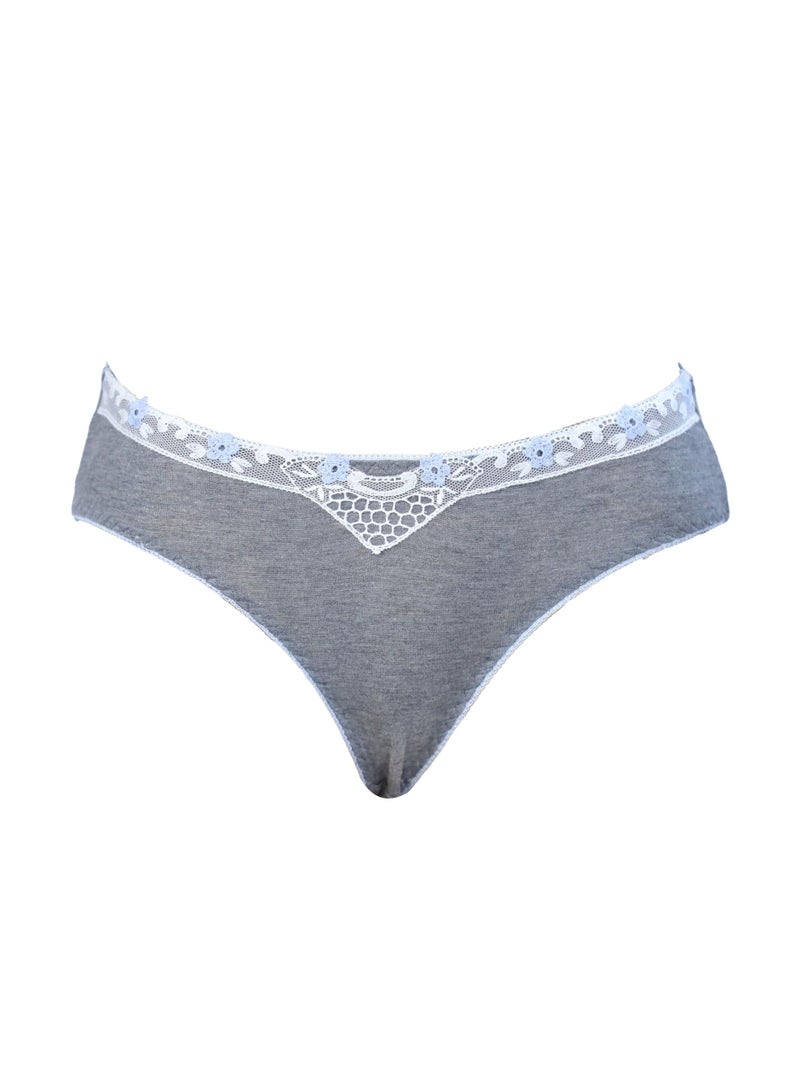 Dadoush Women's Panties - Pearly Women's Mid-Waist Panties with Lace by Daadoush - Pack of Three - Available in several colors: blue, yellow, and pink - Free size (M - L) - Image 1