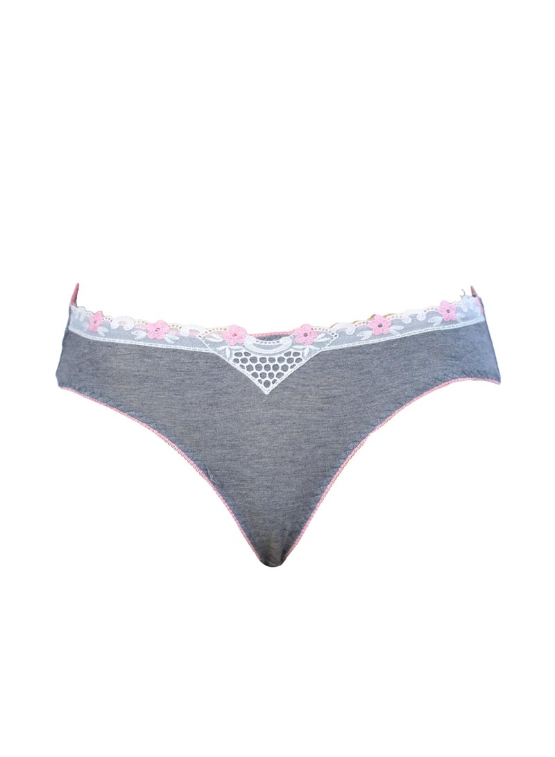 Dadoush Women's Panties - Pearly Women's Mid-Waist Panties with Lace by Daadoush - Pack of Three - Available in several colors: blue, yellow, and pink - Free size (M - L) - Image 3