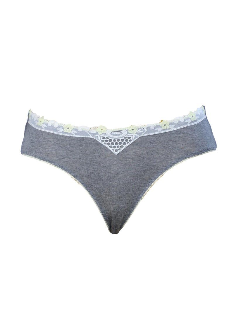 Dadoush Women's Panties - Pearly Women's Mid-Waist Panties with Lace by Daadoush - Pack of Three - Available in several colors: blue, yellow, and pink - Free size (M - L) - Image 2