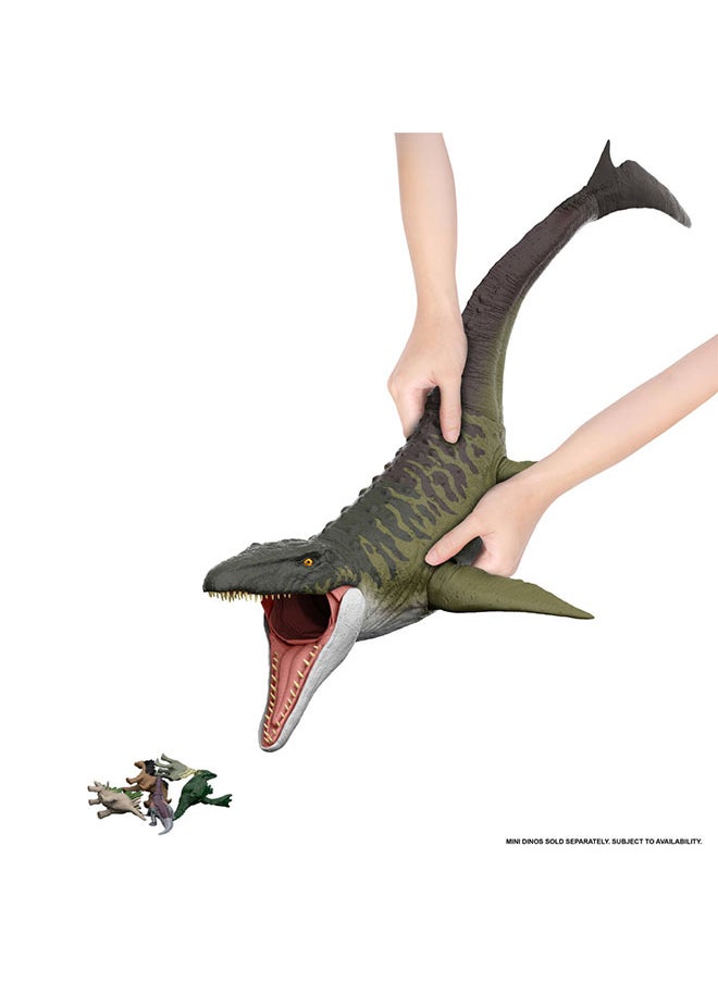 JURASSIC WORLD Mattel Rebirth Super Colossal Mosasaurus Action Figure, Dinosaur Toy With 2 Attack Actions, Movie-Accurate & Posable  - Image 5
