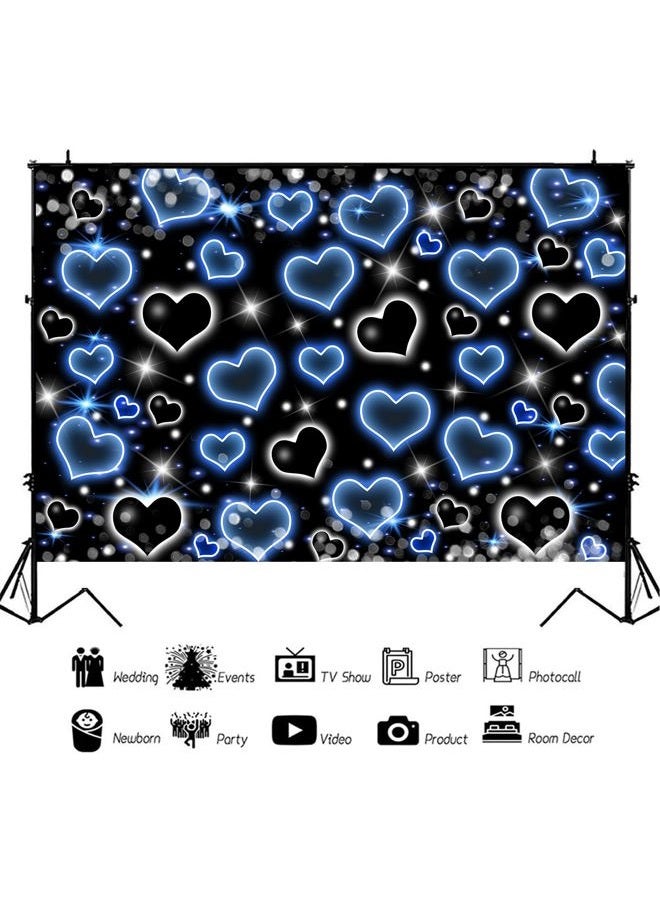 Withu Black Blue Heart Early 2000s Backdrop Old School Love Valentines Day 90s Glitter Stars Newborn Baby Shower Birthday Party Portrait Photography Background Photo Booth Studio Banner 7x5ft - Image 5