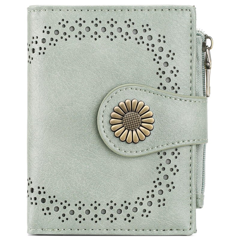 SENDEFN Small Wallets for Women Bifold RFID Blocking Leather Card Holder Compact Wallet with Zipper Coin Pocket - Image 1