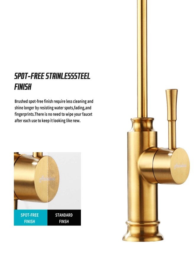 Achelous Brushed Gold Kitchen Water Filter Faucet,Stainless Steel Lead-Free Drinking Water Faucet Fits Reverse Osmosis Units or Filtration System in Non-Air Gap - Image 4