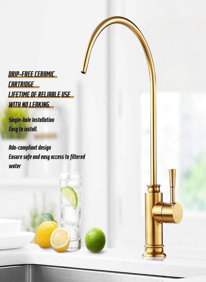 Achelous Brushed Gold Kitchen Water Filter Faucet,Stainless Steel Lead-Free Drinking Water Faucet Fits Reverse Osmosis Units or Filtration System in Non-Air Gap - Image 2