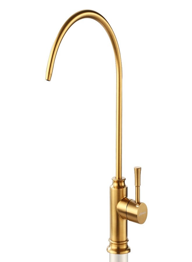 Achelous Brushed Gold Kitchen Water Filter Faucet,Stainless Steel Lead-Free Drinking Water Faucet Fits Reverse Osmosis Units or Filtration System in Non-Air Gap - Image 1