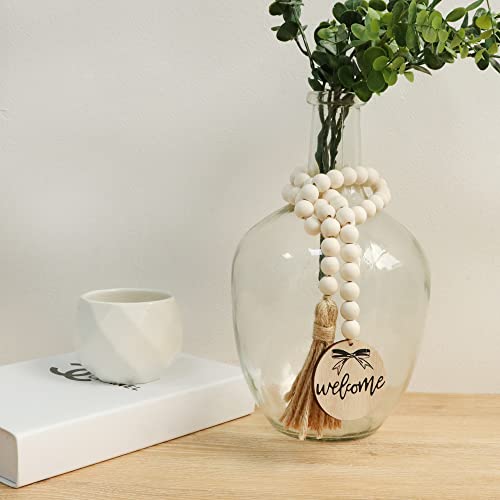 Meplait Welcome Wooden Bead Garland with Tassel, Decorative Beads Home Decor Farmhouse Tassel Garland Boho Decor for Tiered Tray（38in） - Image 2