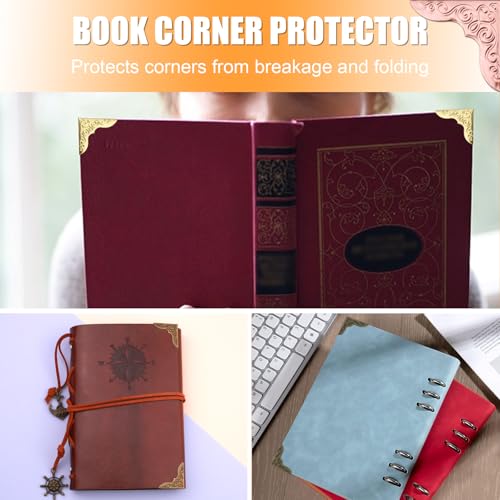 Olldag 100 PCS Metal Book Corners, Vintage Book Corner Protectors, Iron Corner Guard Edge Decorative for Scrapbook Photo Album Diary Cover Menus Folder (Antique Bronze+Silver+Gold+Rose Gold) - Image 3
