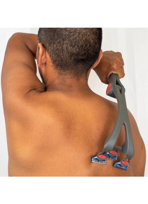 Backrover Back Shaver For Men ; Razor Extension Handle For 3 5Blade Cartridges To Shave Your Back ; Fits Gillette Fusion Proglide Skinguard Proshield & Schick Hydro Connect ; No More Dull Blades