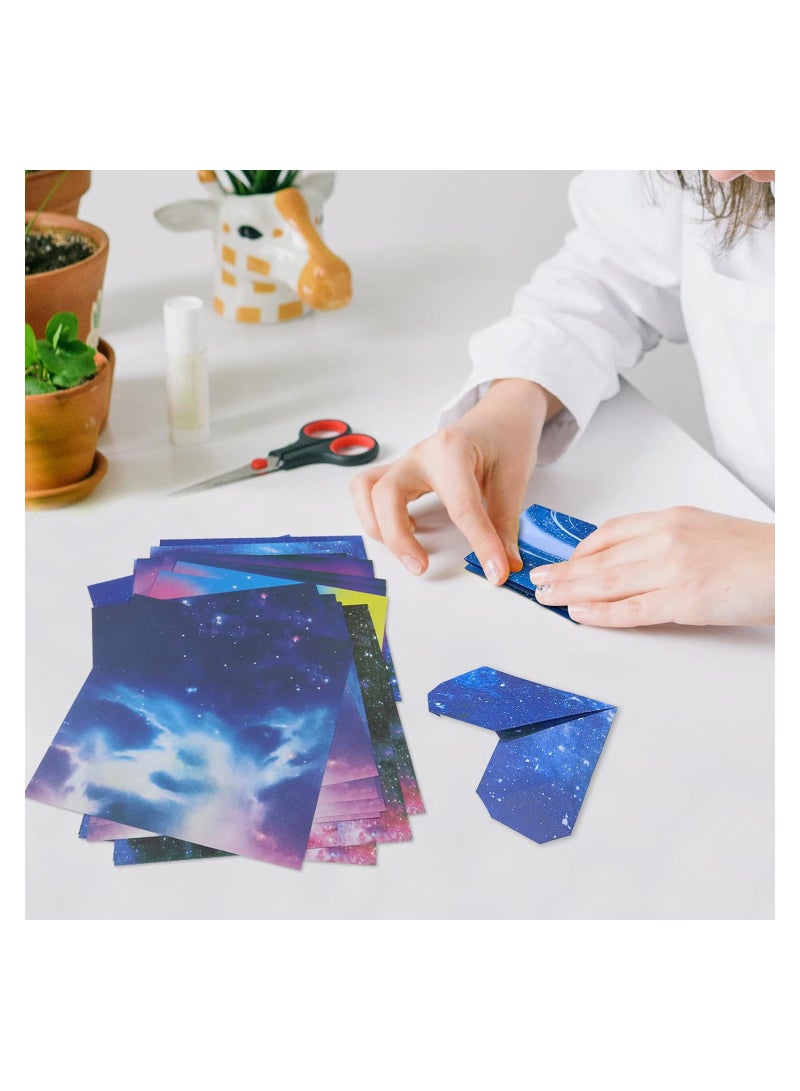 SYOSI 150 Sheets Origami Paper Colored Double Sided Printed Scrapbook Paper Square Galaxy Outer Space Starry Easy Folding Kindergarten Handmade Art Craft Star Paper 7.87x7.87 inch - Image 3
