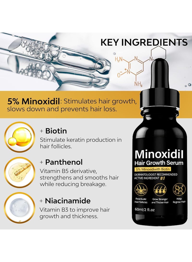 EELHOE 5% Minoxidil Hair Growth Serum for Men With Biotin&Panthenol, Men Beard Growth with Biotin and Minoxidil Extract Serum for Hair Loss, Thinning and Faster Regrowth Treatment - Image 2