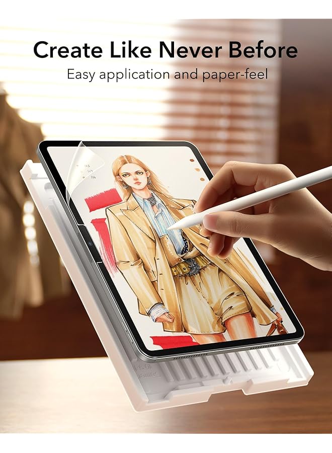 إيروريكس قطعتان من واقي الشاشة المصنوع من الورق لجهاز iPad Pro مقاس 11 بوصة M4 2024 للكتابة والرسم مثل الورق والحماية من الخدوش مع صينية تطبيق سهلة ورقيقة وسريعة الاستجابة وسهلة التركيب - Image 3