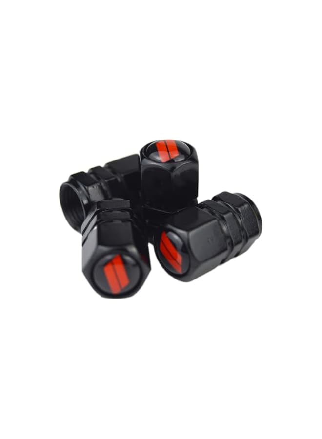 S-TOP (Set of 4) // Slash Metal Auto Tire Valve Stem w/Resin Caps for Dodge Challenger Charger SRT RT Ram Stem Covers for Cars Trucks Motorcycles SUVs RVs and Bikes - Image 2