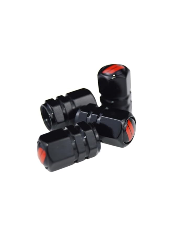 S-TOP (Set of 4) // Slash Metal Auto Tire Valve Stem w/Resin Caps for Dodge Challenger Charger SRT RT Ram Stem Covers for Cars Trucks Motorcycles SUVs RVs and Bikes - Image 4