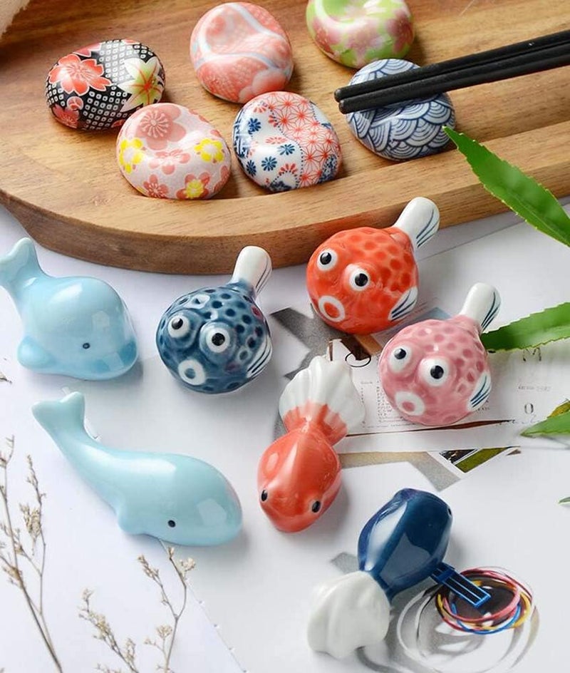 Pack of 4 Ceramics Chopsticks Rest Dinner Spoon Stand Cute Knife Fork Holder A02